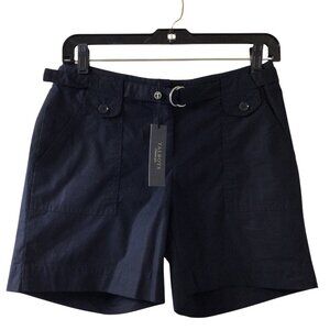 NWT Talbots Shorts Women’s 2 P Petite Black Belted Chino Trouser Short Stretch